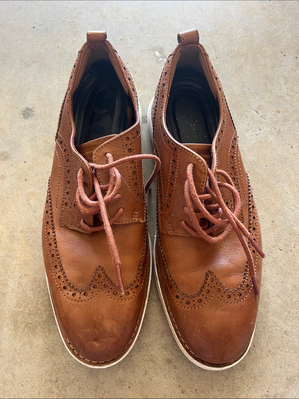 Cole Haan Cognac Brown Wingtip Derby Oxfords